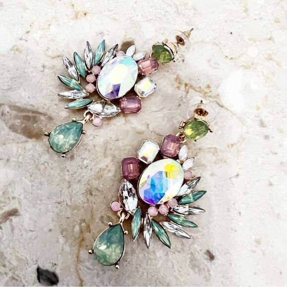 Dynasty Aurora Borealis Crystal Cluster Earrings - Picture 9 of 10